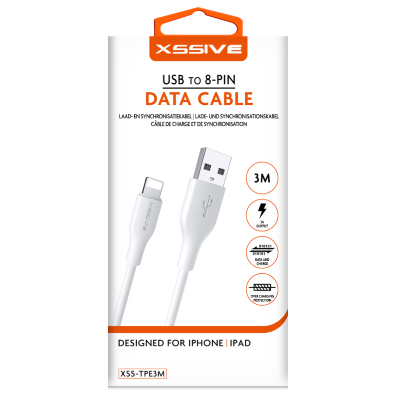 Câble de Charge USB/Lightning 3m XSSIVE XSS-TPE3M Câble de Charge USB/Lightning 3m XSSIVE XSS-TPE3M